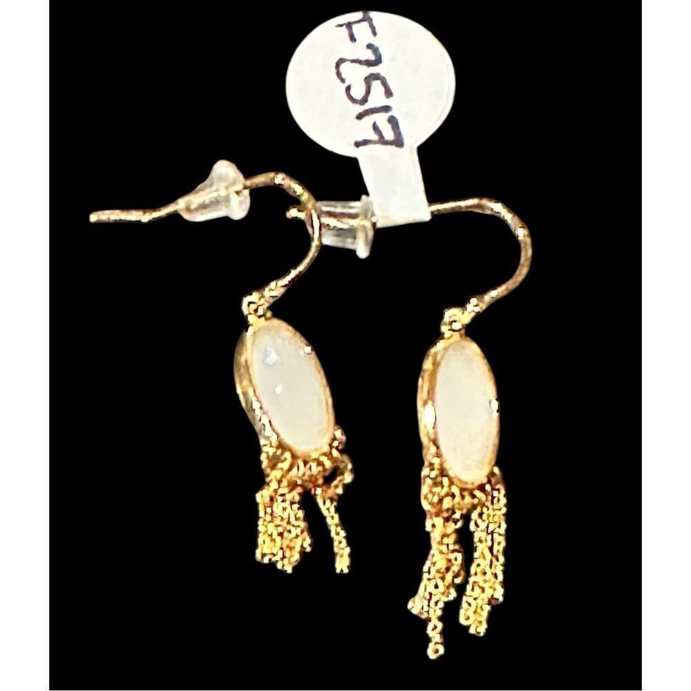 TAI Opal & Gold Chain Fringe Earrings